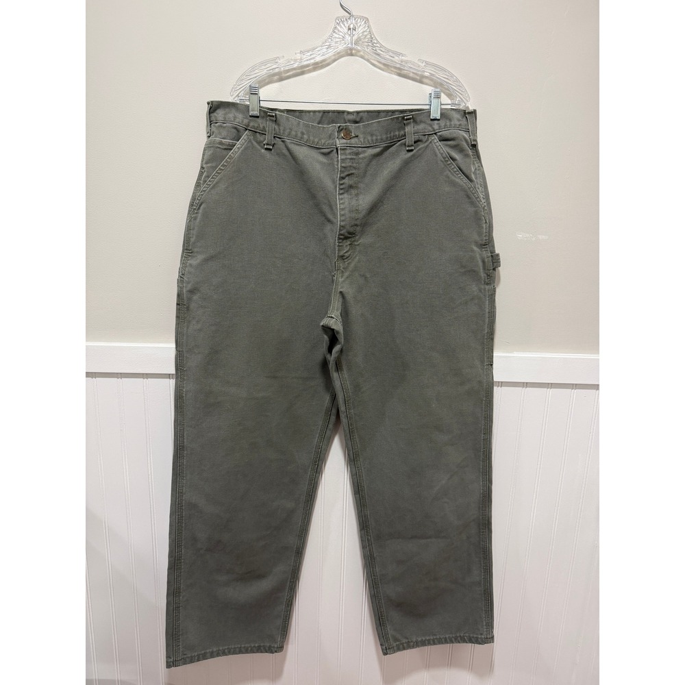 Carhartt Loose Straight Leg Duck Canvas Pants Utility Moss Green Men Sz 40x32